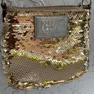 Coach sequin gold crossbody bag